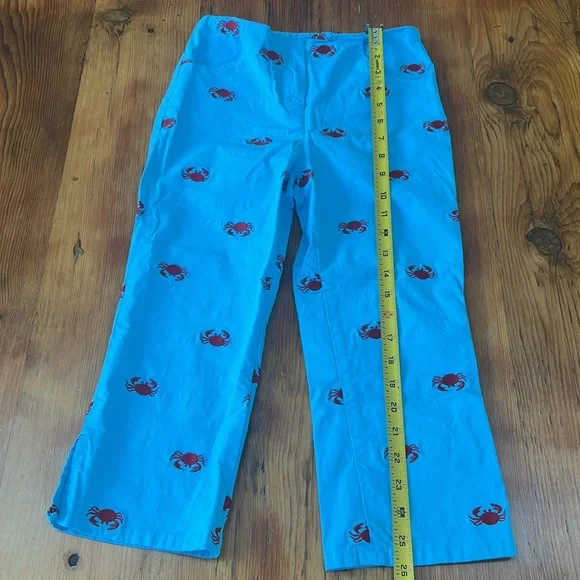 Lilly Pulitzer Vintage White Label Aqua and Red Girls‎ Capris Slit Size 10 EUC - Picture 4 of 8